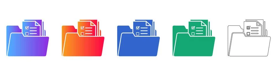 Document Folder Icon Collection Stock Illustration