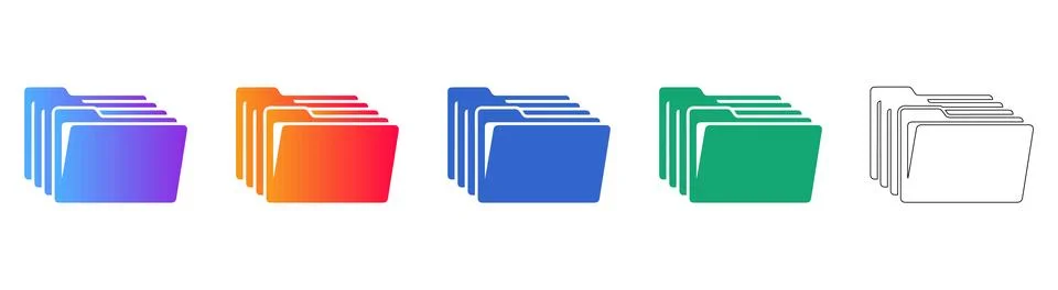Document Folder Icon Collection Stock Illustration