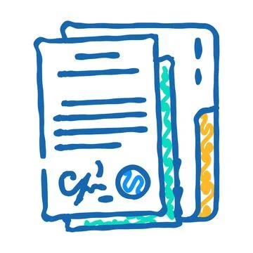 Document folder icon doodle illustration Illustrazione stock