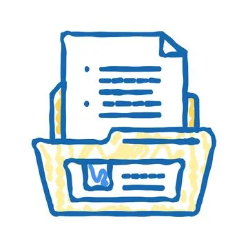 Document folder icon doodle illustration Stock Illustration