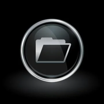 Document folder icon inside round silver and black emblem Stock Illustration