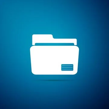 Document folder icon isolated on blue background. Accounting binder symbol Stock Illustration