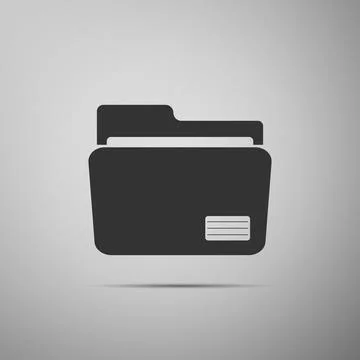 Document folder icon isolated on grey background. Accounting binder symbol Illustrazione stock
