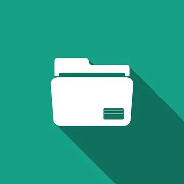 Document folder icon isolated with long shadow. Accounting binder symbol Illustrazione stock