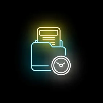 Document folder icon managing archive time Stock Illustration