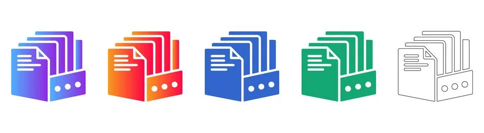 Document Folder Icon Set Stock Illustration