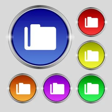 Document folder icon sign. Round symbol on bright colourful buttons. Vector Stock Illustration