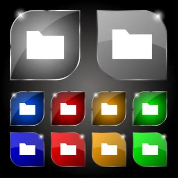 Document folder icon sign. Set of ten colorful buttons with glare. Vector Illustrazione stock