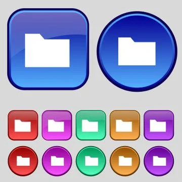 Document folder icon sign. A set of twelve vintage buttons for your design. V Illustrazione stock