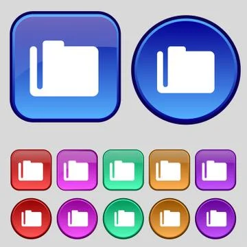 Document folder icon sign. A set of twelve vintage buttons for your design. V Illustrazione stock