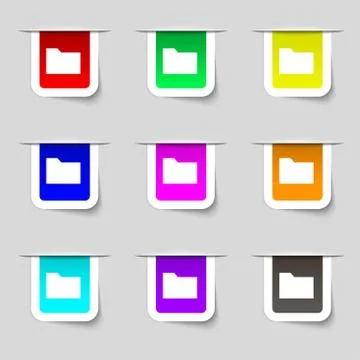 Document folder icon sign. Set of multicolored modern labels for your design. Illustrazione stock