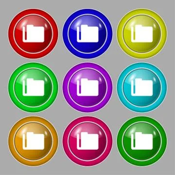 Document folder icon sign. symbol on nine round colourful buttons. Vector Illustrazione stock