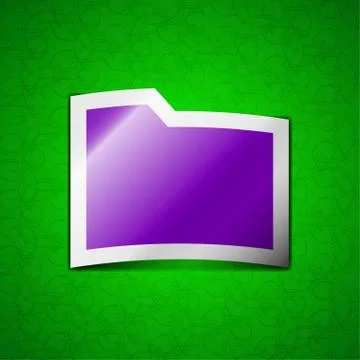 Document folder icon sign. Symbol chic colored sticky label on green background. Stock Illustration