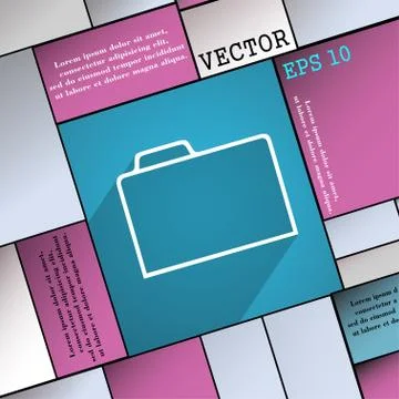 Document folder icon symbol Flat modern web design with long shadow and space Stock Illustration