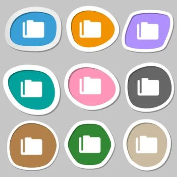 Document folder  icon symbols. Multicolored paper stickers. Vector Stock Illustration