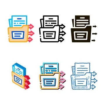 Document in folder icon types vector outline Illustrazione stock