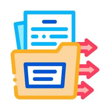 Document in folder icon vector outline illustration イラスト素材