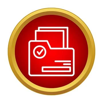Document folder icon with verification check mark Stock Illustration