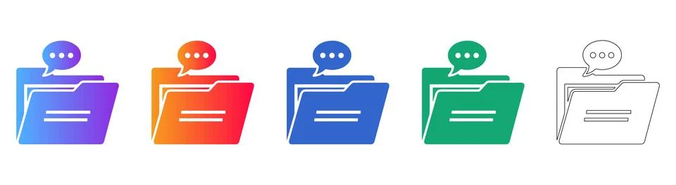 Document Folder Icons with Speech Bubbles and Text イラスト素材