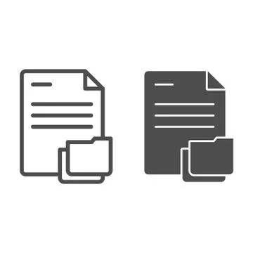Document with folder line and glyph icon. Papers in folder vector illustration Stock Illustration