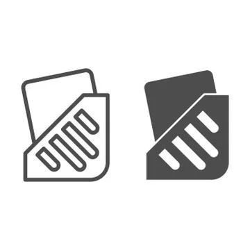 Document folder line and solid icon. Standing case with paper symbol, outline Illustrazione stock
