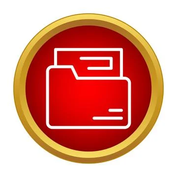 Document folder line icon in red circle Stock Illustration