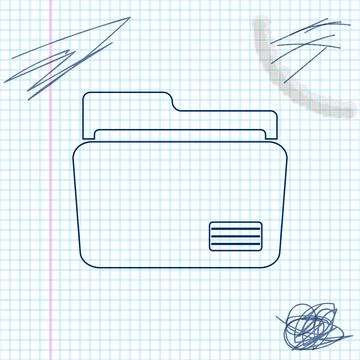 Document folder line sketch icon isolated on white background. Accounting binder Stock Illustration