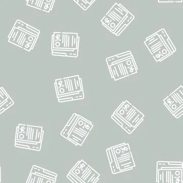 Document folder line vector seamless pattern Stock Illustration