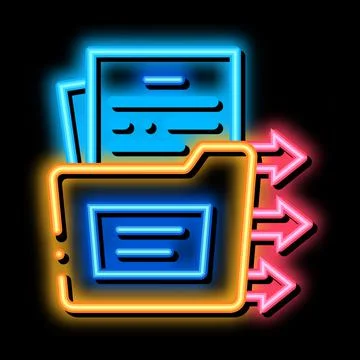 Document in folder neon glow icon illustration 스톡 일러스트