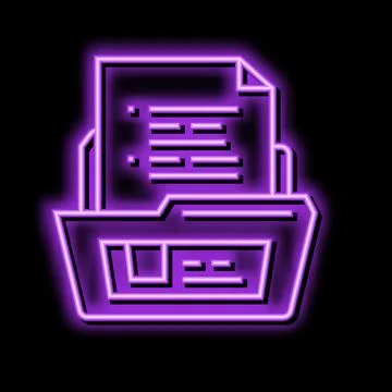 Document folder neon glow icon illustration Stock Illustration