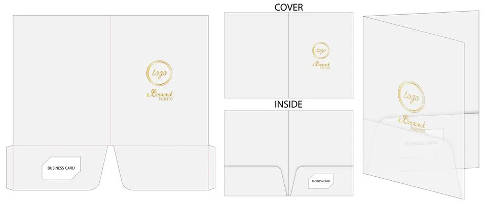Document folder package die-cut mockup template Stock Illustration