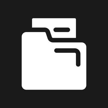 Document in folder pixel dark mode glyph ui icon Stock Illustration