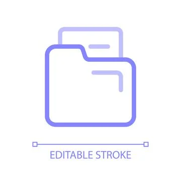 Document in folder pixel perfect color linear ui icon Stock Illustration