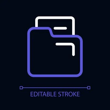 Document in folder pixel perfect color linear ui icon for dark theme Stock Illustration