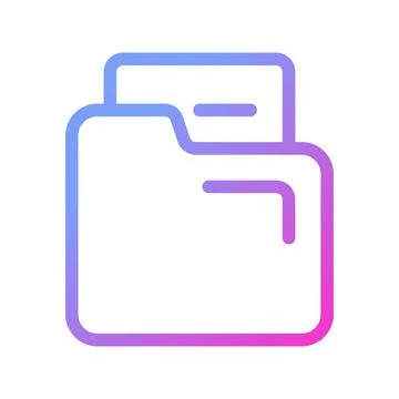 Document in folder pixel perfect gradient linear ui icon Stock Illustration