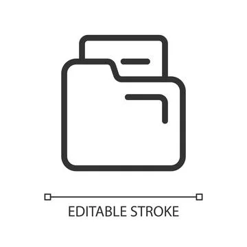 Document in folder pixel perfect linear ui icon Illustrazione stock