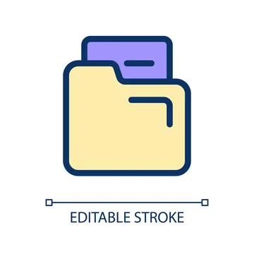 Document in folder pixel perfect RGB color ui icon Stock Illustration