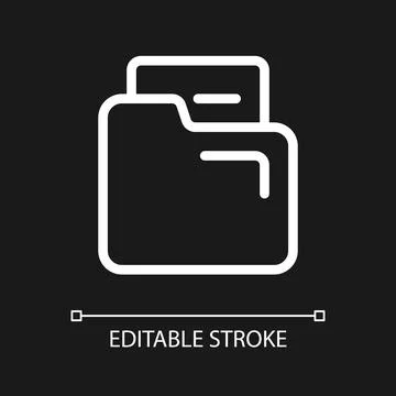 Document in folder pixel perfect white linear ui icon for dark theme Illustrazione stock