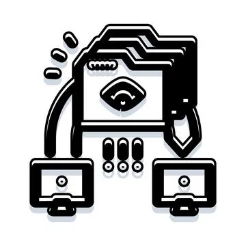 Document folder sharing data between computers 库存插图