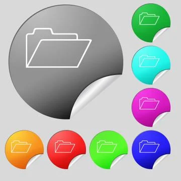 Document folder sign. Accounting binder symbol. Set of eight multi colored ro Illustrazione stock