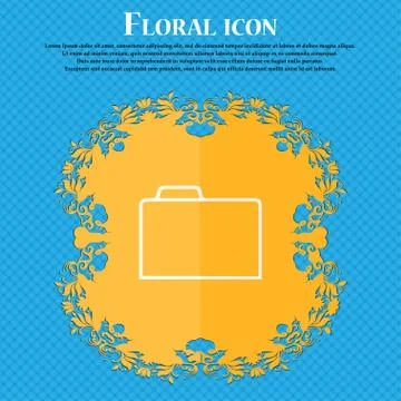 Document folder sign. Accounting binder symbol. Floral flat design on a blue  Illustrazione stock