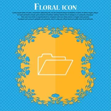 Document folder sign. Accounting binder symbol. Floral flat design on a blue  Illustrazione stock