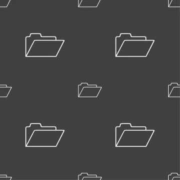Document folder sign. Accounting binder symbol. Seamless pattern on a gray ba Illustrazione stock