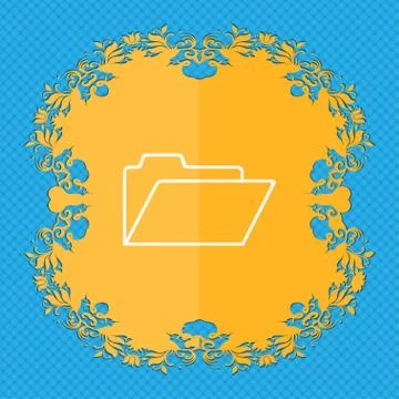 Document folder sign. Accounting binder symbol. Floral flat design on a blue abs Illustrazione stock
