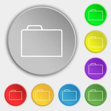 Document folder sign. Accounting binder symbol. Symbols on eight flat buttons. Illustrazione stock