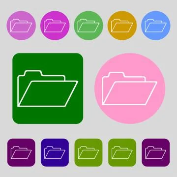 Document folder sign. Accounting binder symbol. 12 colored buttons. Flat design. Illustrazione stock