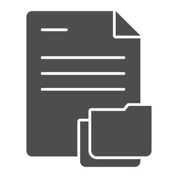 Document with folder solid icon. Papers in folder vector illustration isolated Illustrazione stock