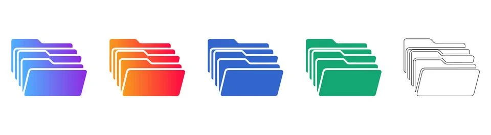 Document Folder Stack Icon Collection イラスト素材