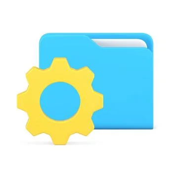 Document folder storage archive development gear cog mechanism realistic 3d i Stock Illustration