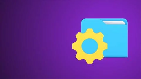 Document folder storage archive development gear cog mechanism realistic 3d i Stock Illustration